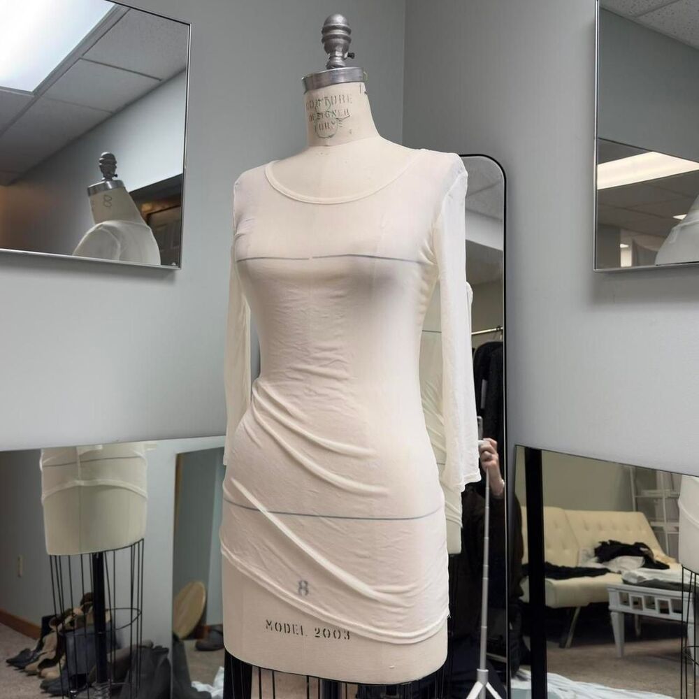 White Sheer Mesh Long Sleeve Top